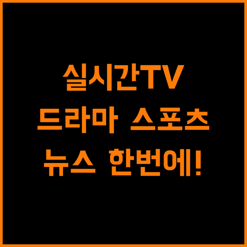 실시간TV 앱 하나면 OK! 드라마, 스포츠, 뉴스 한 번에!